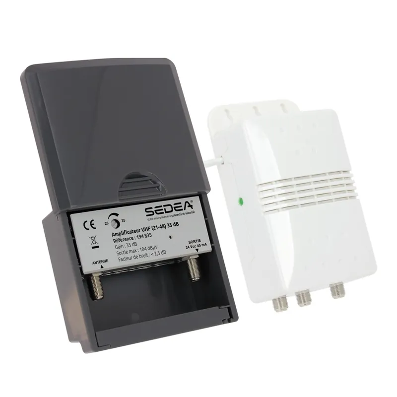 Amplificateur antenne TV 35dB + alimentation 2 sorties et filtre 5G - SEDEA Dernier Modèle