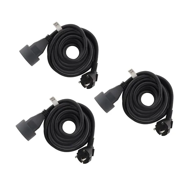Lot de 3 prolongateurs 16A HO5VV-F 3G1,5mm² - Noir 3m - Zenitech Commande En Gros