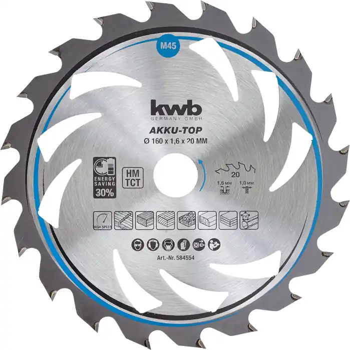 Nouveauté Lame de scie circulaire 24 dents diamètre 165 mm alésage 20 mm AKKU-TOP