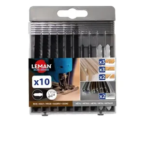 Coffret 10 lames scie sauteuse - bois et métal - 75 et 50mm LEMAN Pas Cher