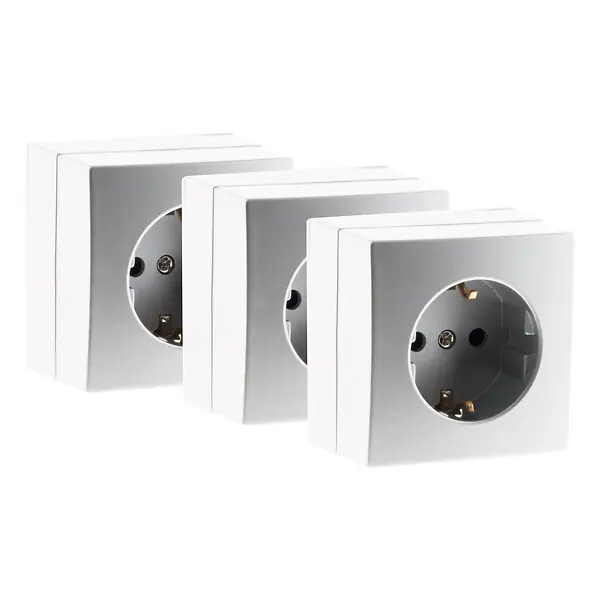 Quantité Limitée Lot de 3 prises Schuko saillie 16A Bel‘Vue - Argent - Zenitech
