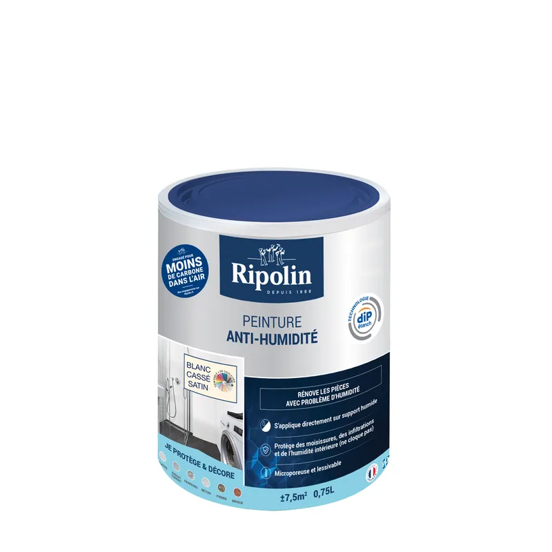 Peinture anti-humidité blanc cassé satin 750 ml by DIP ETANCH - RIPOLIN Prix Choc