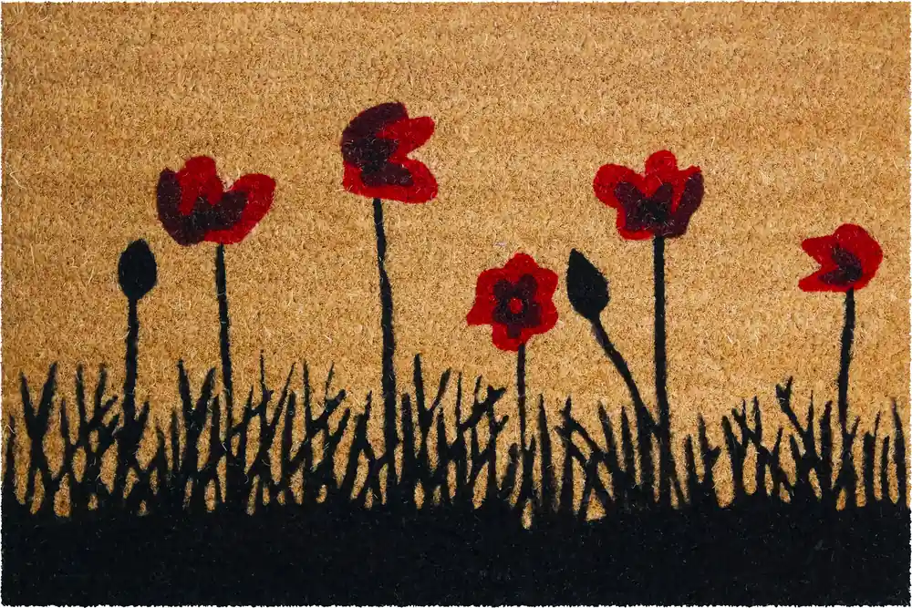 Tapis coco naturel décor coquelicot 40 x 60 cm - ID HOME Petit Prix