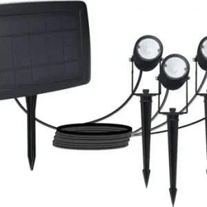 Spots à piquer solaires LED détecteur crépusculaireEklips noir IP65 320 lumens blanc neutre par 4 - ARLUX Meilleur Prix