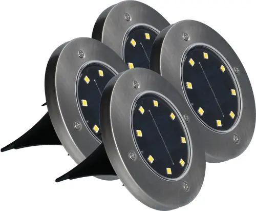 Vente Directe Spots à poser/piquer solaires LED détecteur crépusculaire Cielo inox IP44 25 lumens blanc chaud par 4 - ARLUX