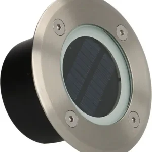 Spot encastrable solaire LED détecteur crépusculaire Patio acier IP67 20 lumens blanc chaud - ARLUX Populaire
