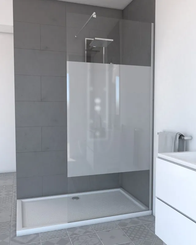 Paroi de douche à l‘italienne 90x200 cm profilé chrome verre dépoli 8 mm Parma - AURLANE Authentique