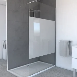 Réduction Paroi de douche à l‘italienne 120x200 cm profilé chrome verre dépoli 8 mm Parma - AURLANE