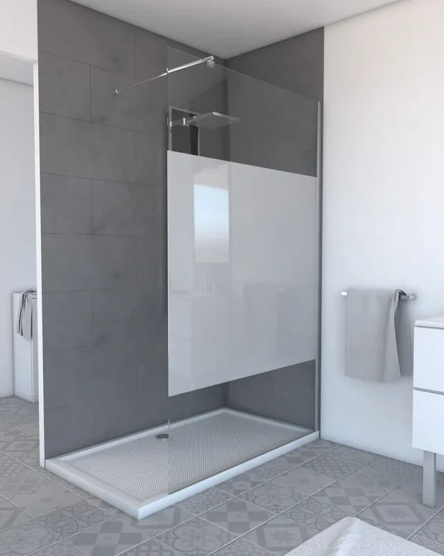 Réduction Paroi de douche à l‘italienne 120x200 cm profilé chrome verre dépoli 8 mm Parma - AURLANE