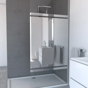 Paroi de douche à l‘italienne 90x200 cm profilé chrome verre miroir 8 mm Parma - AURLANE Prix Choc