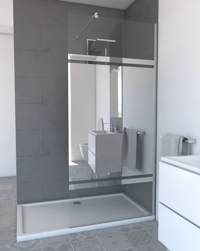 Paroi de douche à l‘italienne 90x200 cm profilé chrome verre miroir 8 mm Parma - AURLANE Prix Choc