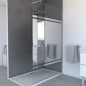 Paroi de douche à l‘italienne 120x200 cm profilé chrome verre miroir 8 mm Parma - AURLANE Pas Cher