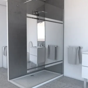 Paroi de douche à l‘italienne 140x200 cm profilé chrome verre miroir 8 mm Parma - AURLANE Offre Limitée