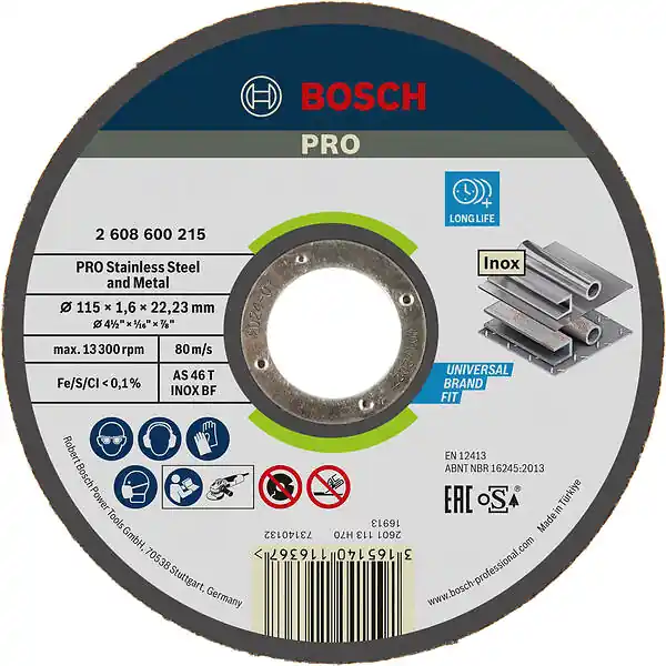 Livraison Express Disque à tronçonner métaux et inox 115x1,6x22x23mm plat OSA - BOSCH - 2608600215