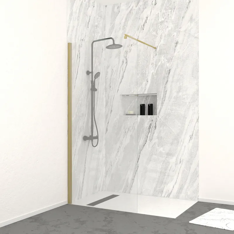 Achetez Aujourd'hui Paroi de douche à l‘italienne 90x200 cm profilé or verre transparent 8 mm Parma - AURLANE