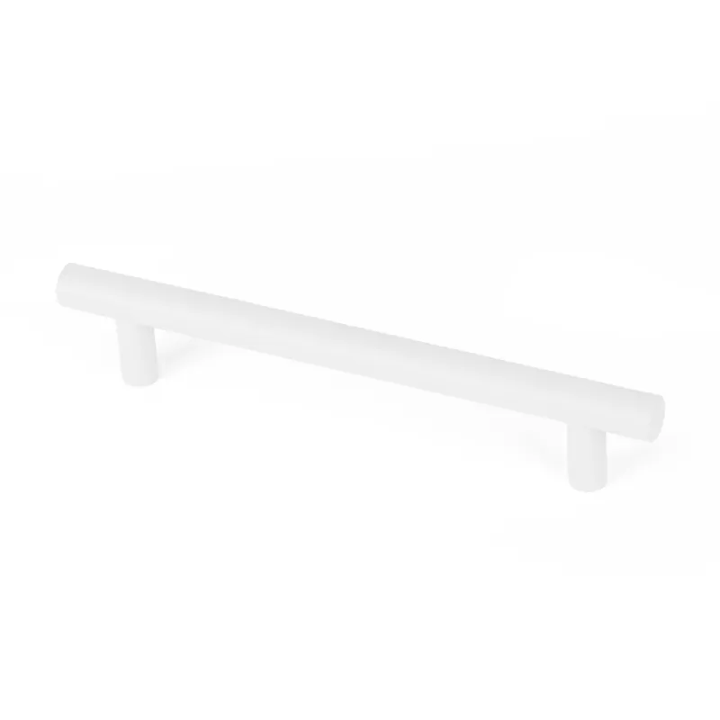Poignée de meuble cylindrique inox blanc mat entraxe 128 mm par 4 REI Pas Cher