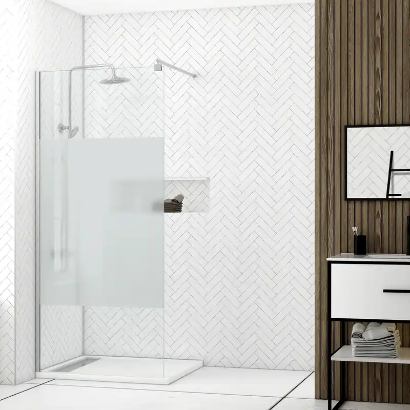 Haute Qualité Paroi de douche à l‘italienne 100x200 cm profilé chrome verre dépoli 8 mm Parma - AURLANE