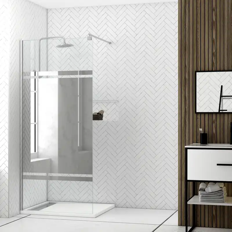 Paroi de douche à l‘italienne 100x200 cm profilé chrome verre miroir 8 mm Parma - AURLANE Soldes