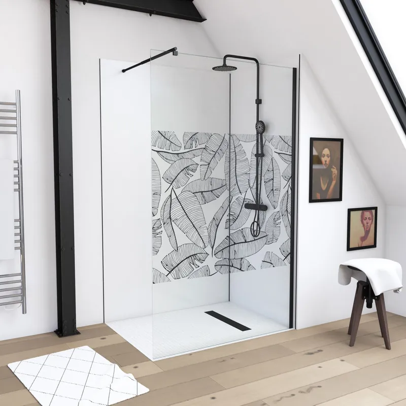 Paroi de douche à l‘italienne 120x195 cm profilé noir verre transparent 5 mm Jungle - AURLANE Satisfait Ou Remboursé