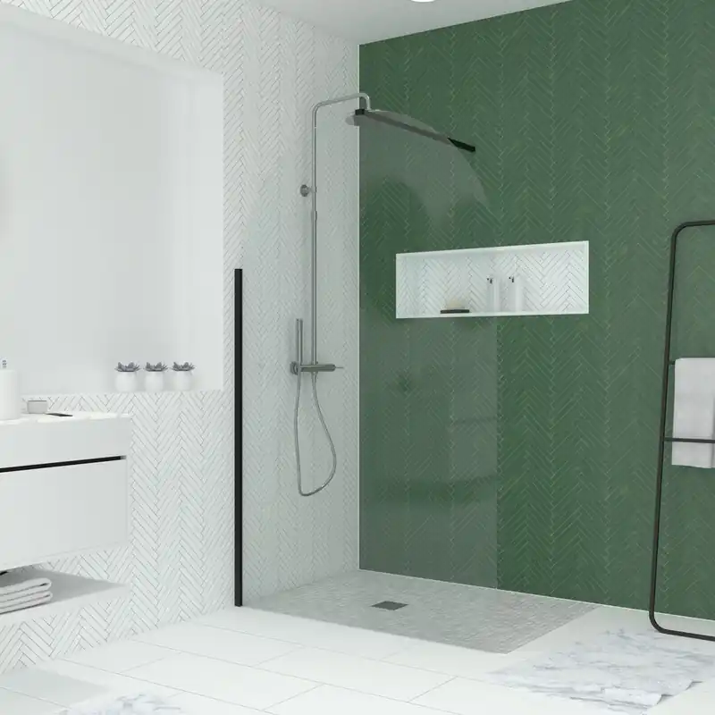 Acheter Direct Paroi de douche à l‘italienne 120x200 cm profilé noir verre transparent 6 mm Arcade - AURLANE