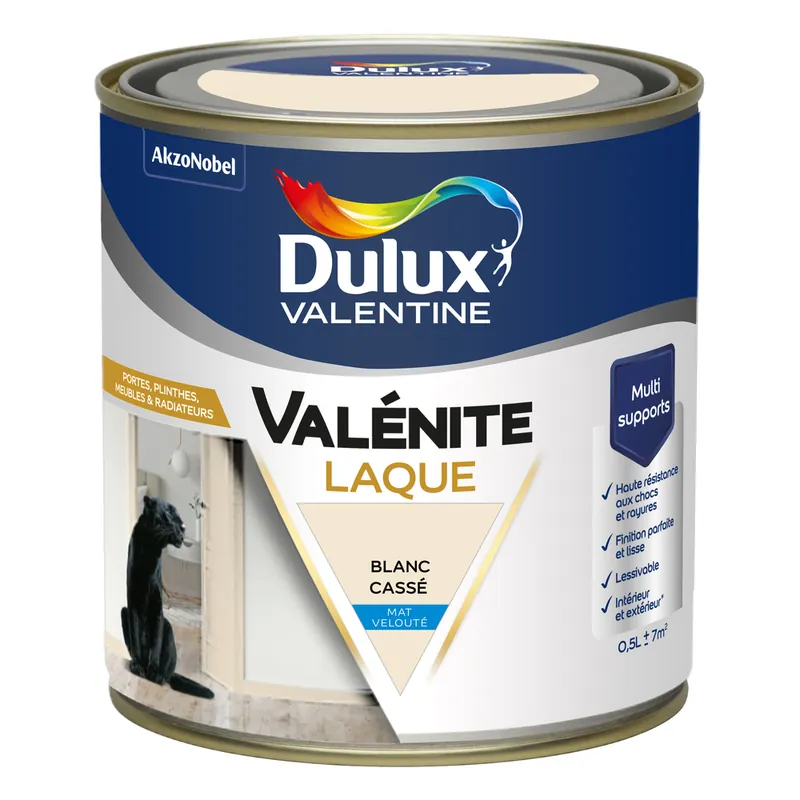 Prix Promo Peinture Boiseries Laque Acrylique Valénite Mat Blanc Cassé 0,5 L DULUX VALENTINE