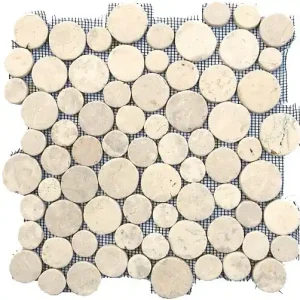 Paiement Sécurisé Plaque galet mosaïque motif bulle blanc - 30x30cm CERAM INDUSTRIE