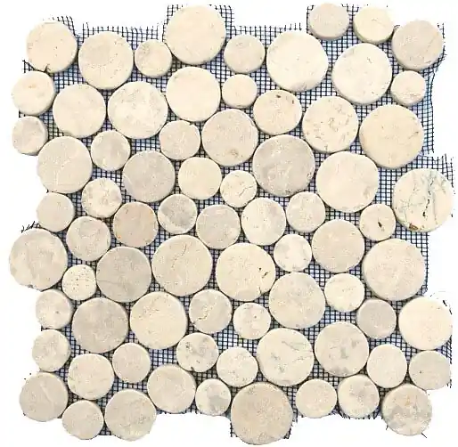 Paiement Sécurisé Plaque galet mosaïque motif bulle blanc - 30x30cm CERAM INDUSTRIE