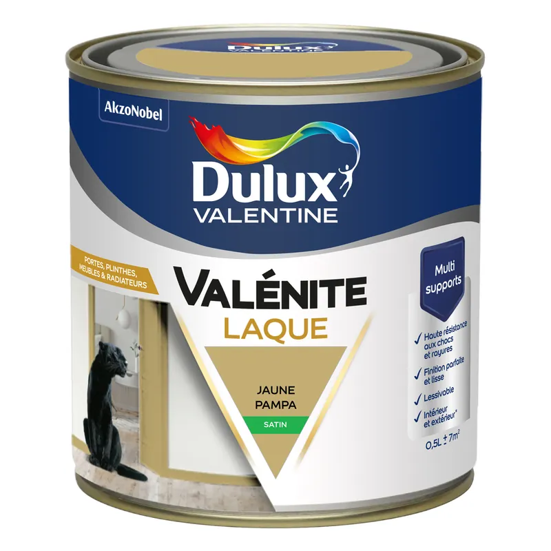 Retour Gratuit Peinture Boiseries Laque Acrylique Valénite Satin Jaune Pampa 0,5 L DULUX VALENTINE