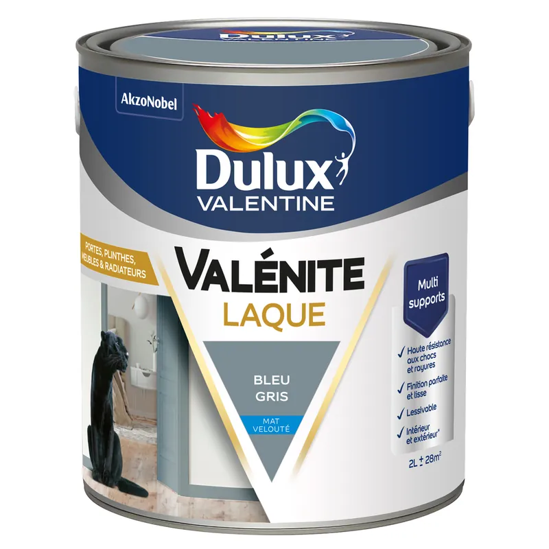Marque Peinture Boiseries Laque Acrylique Valénite Mat Bleu Gris 2 L DULUX VALENTINE