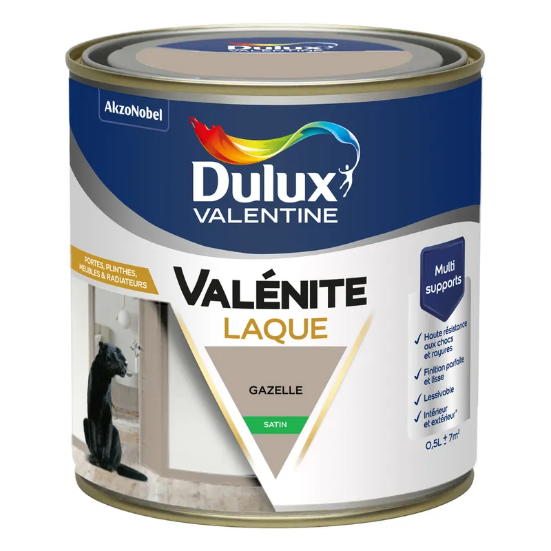 Super Prix Peinture Boiseries Laque Acrylique Valénite Satin Gazelle 0,5 L DULUX VALENTINE