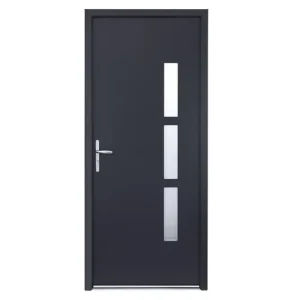 Porte d‘entrée monobloc aluminium gris ext/blanc int poussant droit H.215 x l.90 cm CLOSY Promotion Saisonnière