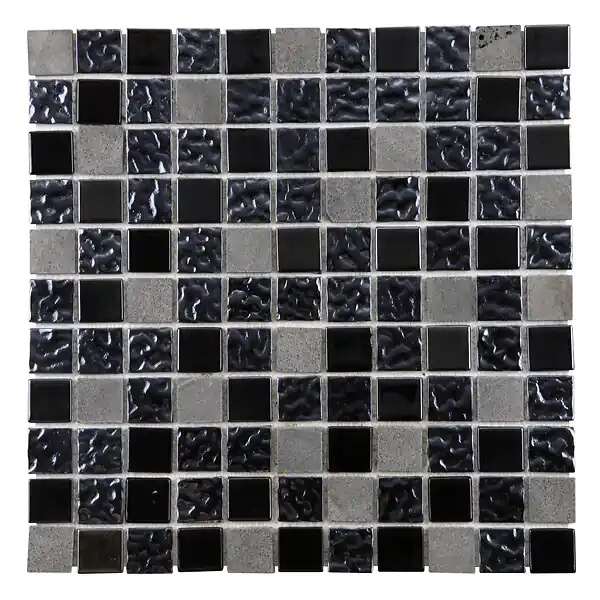 Feuille mosaïque verre/pierre - Noir/gris - L.30xl.30cm MAT INTER Offre Spéciale