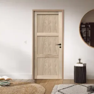 Bloc-porte postformé 3 panneaux placage chêne brut H.204 x l.73 cm poussant gauche - BCD Meilleure Vente