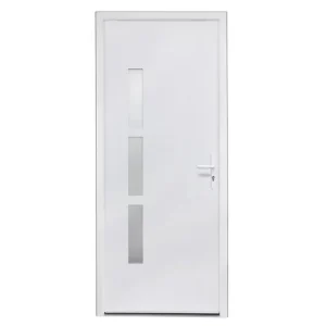 Populaire Porte d‘entrée monobloc aluminium blanc 2 faces poussant gauche H.215 x l.90 cm CLOSY