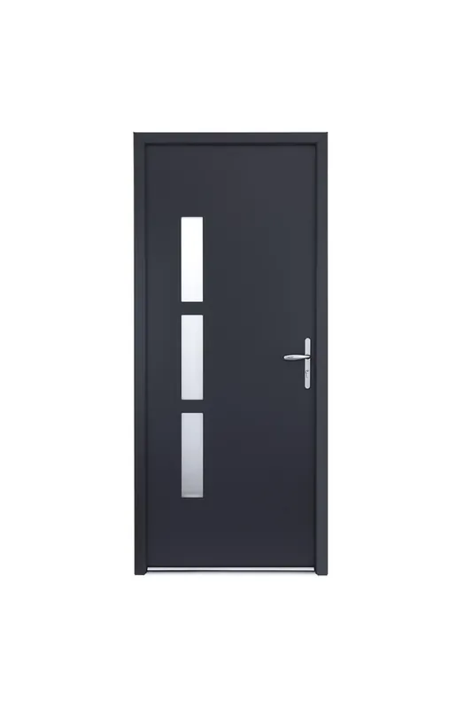 Nouveauté Porte d‘entrée monobloc aluminium gris ext/blanc int poussant gauche H.215 x l.90 cm CLOSY