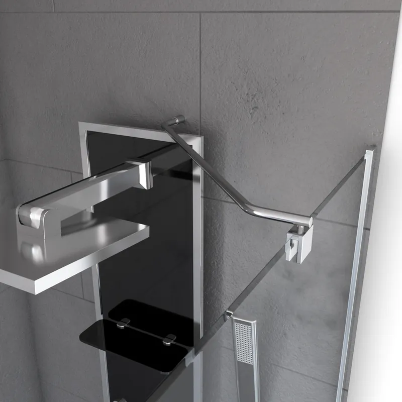 Prix Promo Barre de fixation d‘angle chromee paroi de douche à l‘italienne AURLANE