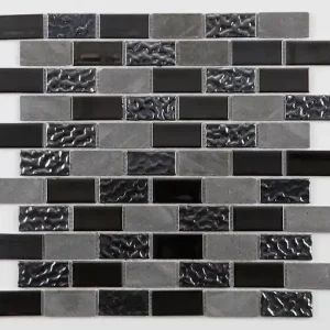 Prix Cassé Mosaïque verre-marbre noir-gris - 300x300mm MAT INTER