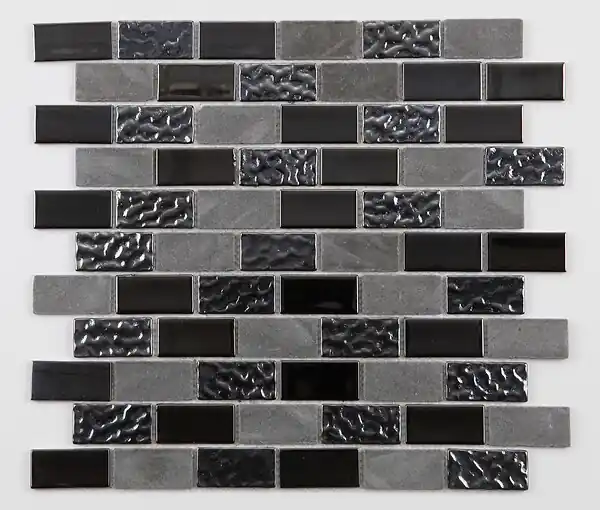 Prix Cassé Mosaïque verre-marbre noir-gris - 300x300mm MAT INTER