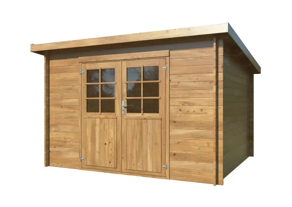 Commander Vite Abri de jardin en bois traité autoclave marron Lola 1 - ép.28mm - 11,1 m² hors-tout - WHITE WOOD