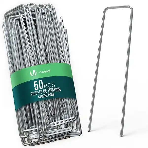 Lot de 50 piquets de fixation pour jardin U 150x30mm en acier galvanise VOUNOT Achetez Aujourd'hui