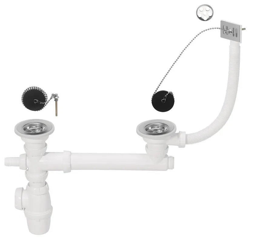 Populaire Vidage complet inox Ø50 mm pour évier 2 bacs - WIRQUIN