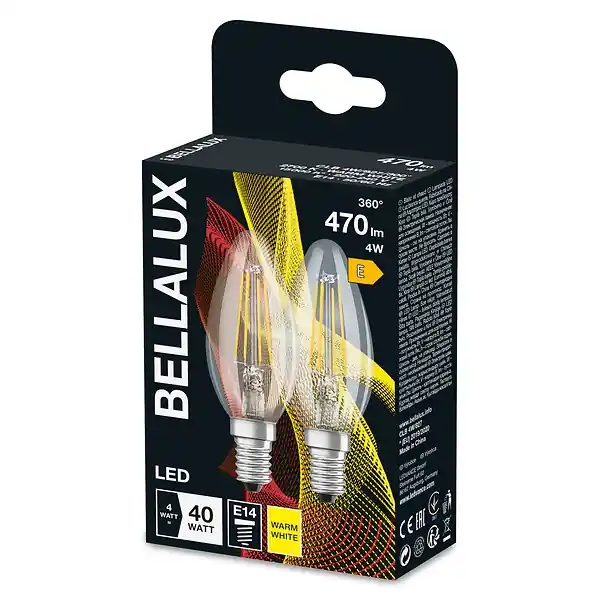 Ampoule LED Flamme claire Bellalux E14 4W Blanc chaud OSRAM Super Prix