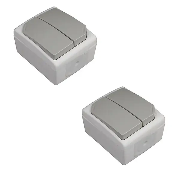 Lot de 2 interrupteurs doubles va-et-vient 10A IP55 - Zenitech Meilleur Choix