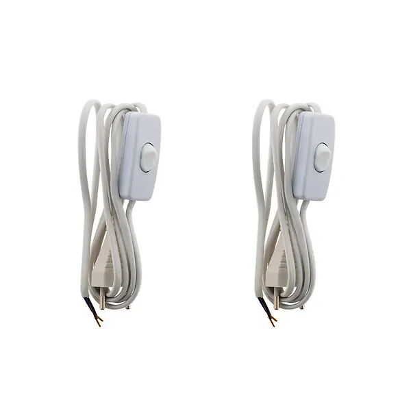 Lot de 2 cordons + interrupteur luminaire 1,5m - Blanc - Zenitech Livraison Express