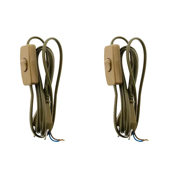 Lot de 2 cordons + interrupteur luminaire 1,5m - Doré - Zenitech Offre Limitée