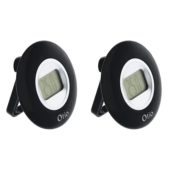 Expédié Aujourd'hui Lot de 2 thermomètres intérieurs LCD - Noir - Otio