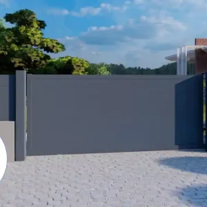 Portail coulissant Balthazar alu réversible 3m50 x 1m51 gris + motorisation COFRECO Usine Directe