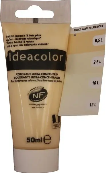 Colorant ultra-concentré 50ml Blanc Ivoire pour peinture IDEACOLOR Solde