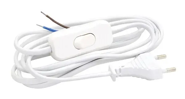 Cordon électrique avec interrupteur - Blanc - 1,5 m GEFOM Pas Cher