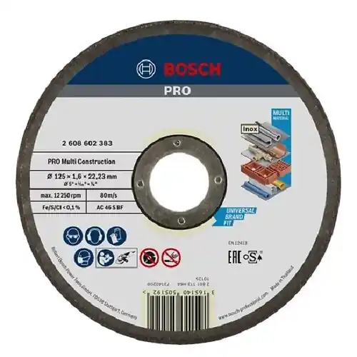 Disque à tronçonner multi-matériaux 125x1,6x22,23mm - BOSCH - 2608602383 Achat Immédiat